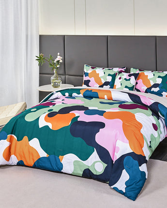 ABJHMKJ 6 Pcs Camouflage Boys Comforter Set Twin Colorful Camo Bed Sets with Sheets Soft Fluffy Military Themed Army Bed in a Bag for Kids Teen Matching Cushion Cover(Colorful, Twin)